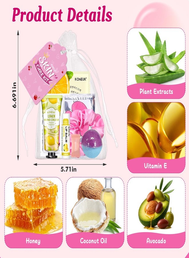 KONEUK 60PCS Spa Party Supplies for Girls, Include Face Masks, Hand Cream, Lip Balm, Foot Bath Bombs, Lip Mask, Under Eye Patches, Compressed Towels, Spa Birthday and Sleepover Party Supplies for Girls Women - Image 5